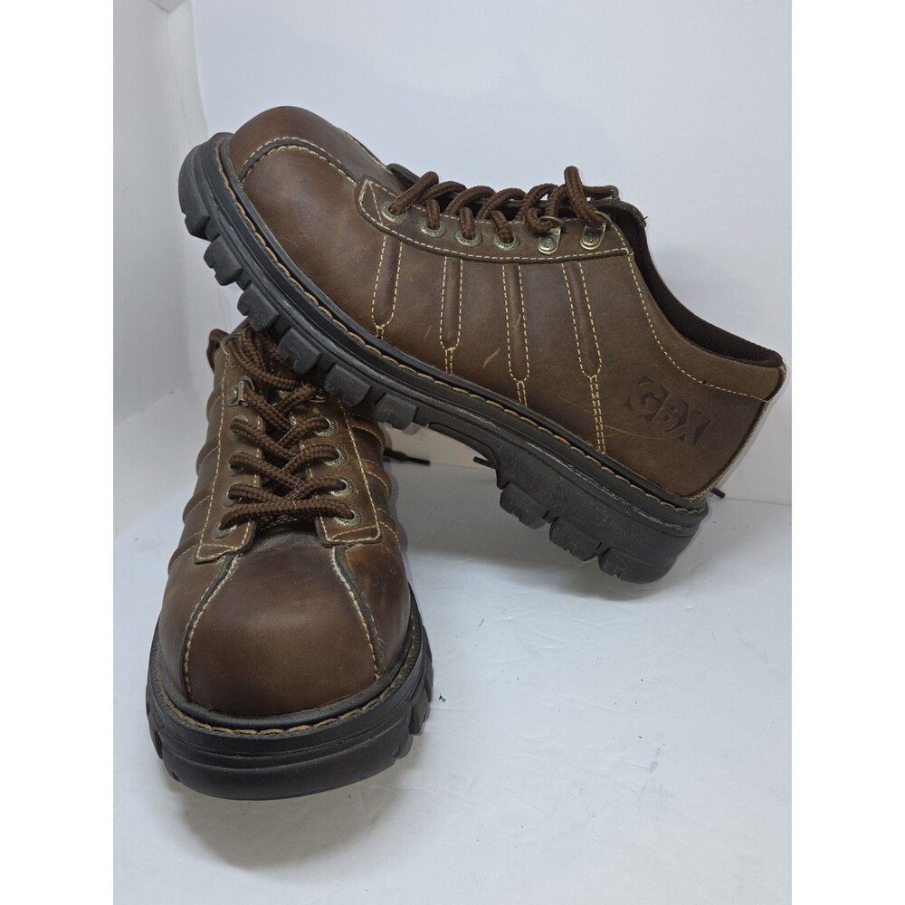 GBX Men’s 10 Brown Leather Oxford Shoes Chunky Lug Sole Grunge Casual Vintage